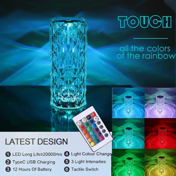 Crystal Table Lamp 16 Colors