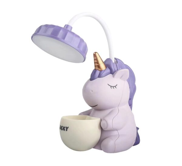 Unicorn Desk Lamp with Pencil Pen Holder Rechargeable LED Table Lamp for Kids -01 Pc (Color May Vary)