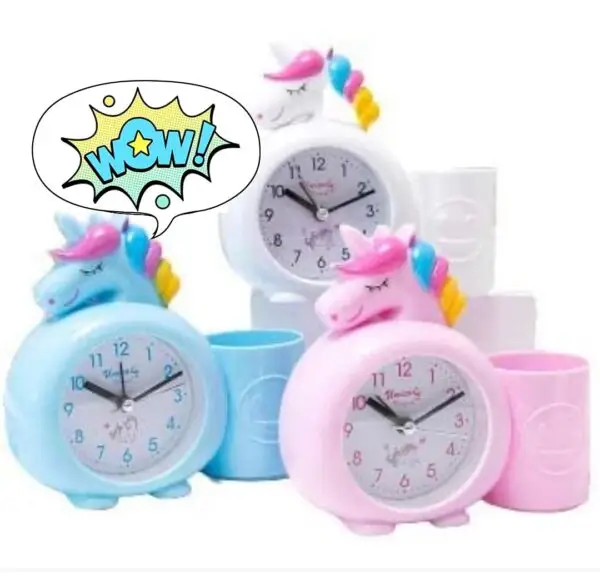 Plastic Unicorn Table Alarm Clock (Multicolour)